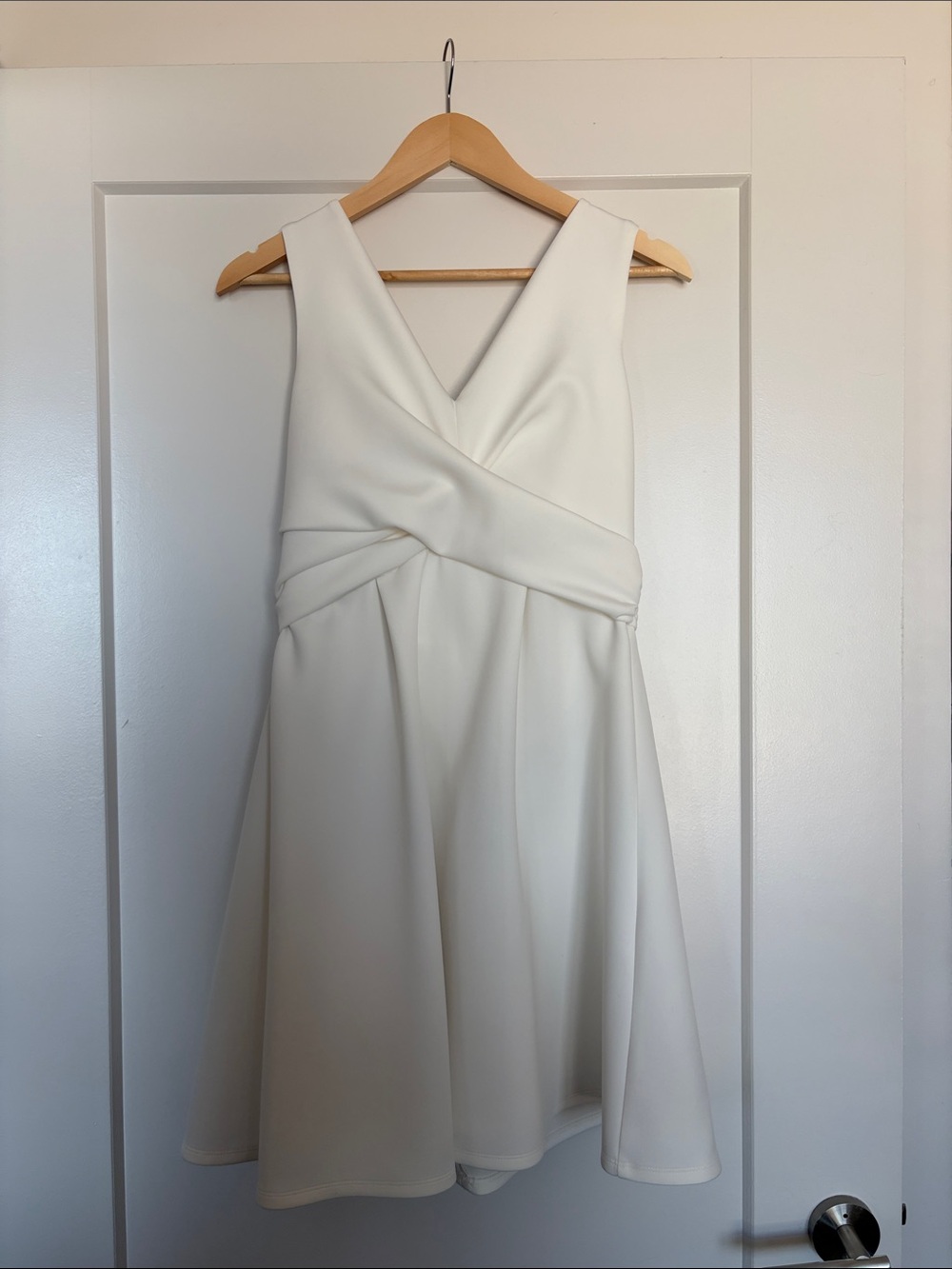 Elegant White V-Neck Fit & Flare Dress
